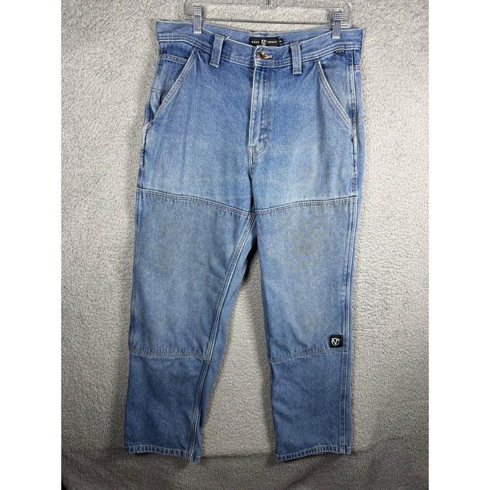 Y2K Vans Rowan Loose Fit Double Knee Jeans Light Wash‎ Blue Mens 34 Skate 2000s